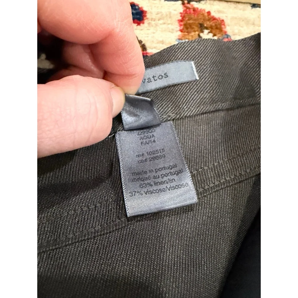 John Varvatos Brown Linen Blend Flat Front Pants Mens 34R Made in Portugal